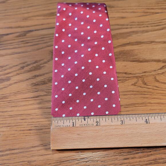 Dormeuil Jiwani Red Silk Tie 58" Polka Dot Made in France Luxury Menswear - Picture 4 of 8